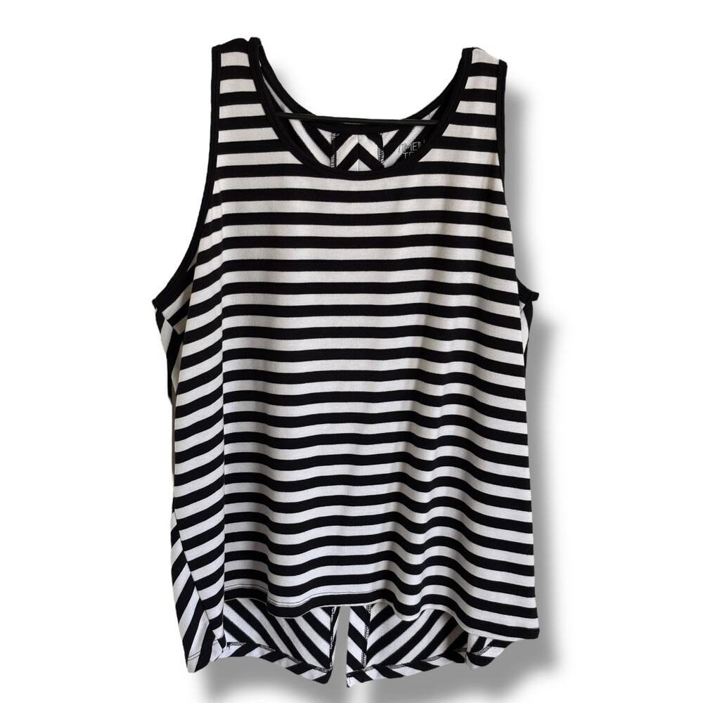 Time & Tru Women's Knit Tank Top - Black White Stripe XXXL 22